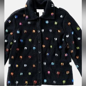 Adorable Vintage Y2K Talbots  Embroidered Cotton Cardigan Sz large